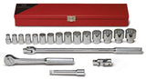 Wright SAE 12 Point Socket Set, 1/2" Drive, 19 pc.