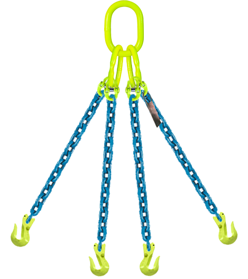 4-Leg Chain Sling with Grab Hooks, 9/32"