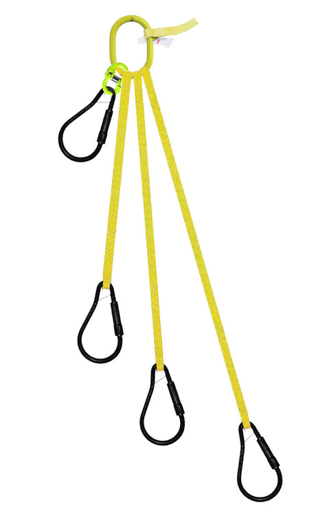 4 Legged Tool Lifting Web Sling, Large Carabiners