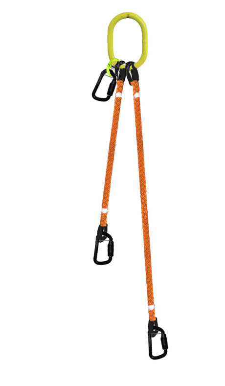 3-Legged Tool Lifting Rope Sling, Small Carabiners