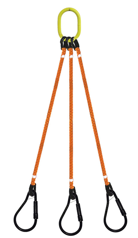 3-Legged Tool Lifting Rope Sling, Large Carabiners