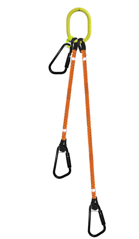 3-Legged Tool Lifting Rope Sling, Medium Carabiners