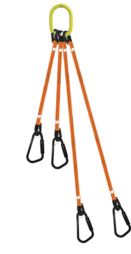 4-Legged Tool Lifting Rope Sling, Medium Carabiners