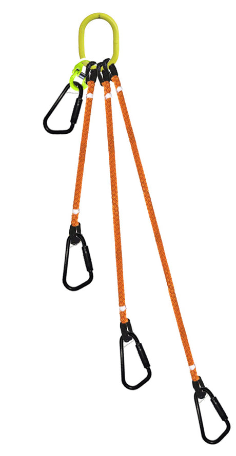 4-Legged Tool Lifting Rope Sling, Medium Carabiners