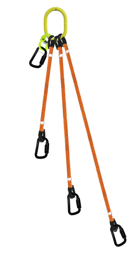 4-Legged Tool Lifting Rope Sling, Small Carabiners