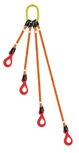 4-Legged Tool Lifting Rope Sling, Self Locking Hooks