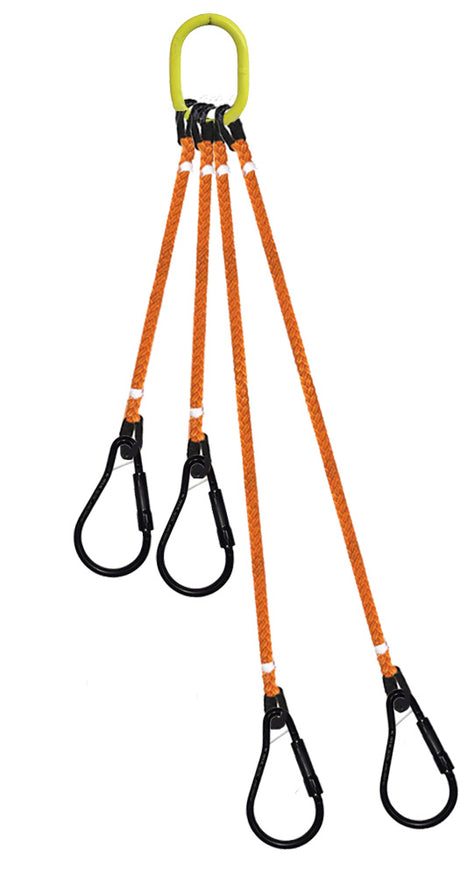 4-Legged Tool Lifting Rope Sling, Large Carabiners