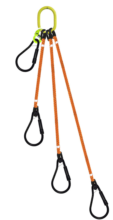 4-Legged Tool Lifting Rope Sling, Large Carabiners