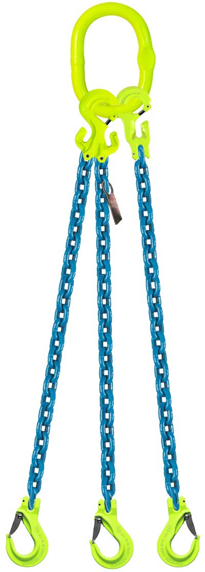 3-Leg Adjustable Chain Sling with Slip Hooks, 3/8"