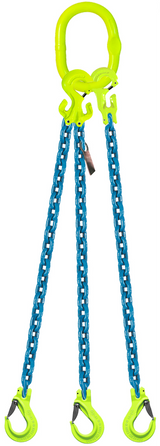 3-Leg Adjustable Chain Sling with Slip Hooks, 3/8"