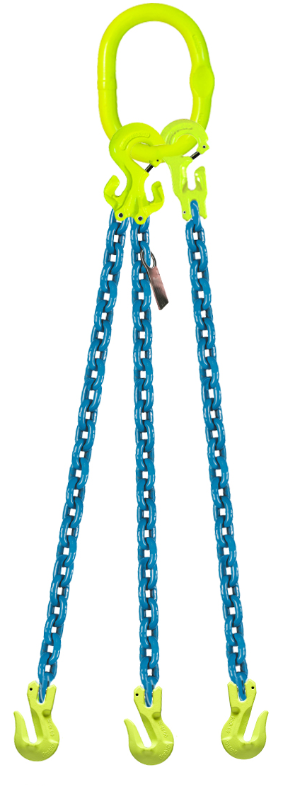 3-Leg Adjustable Chain Sling with Grab Hooks, 1/2"