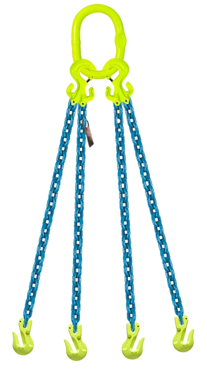 4-Leg Adjustable Chain Sling with Grab Hooks, 5/16"
