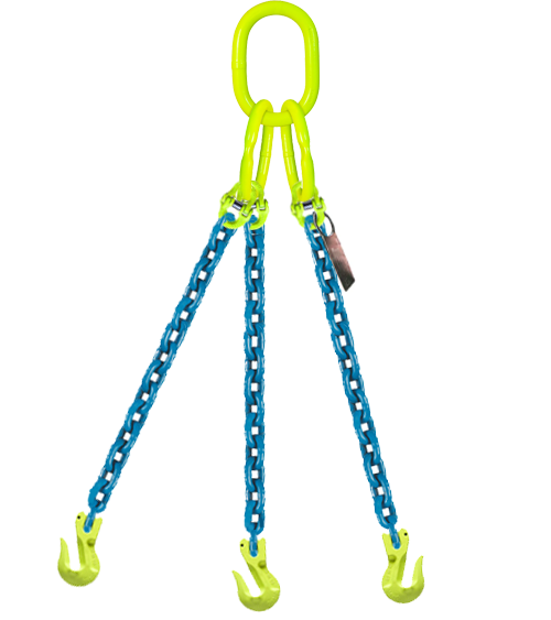 3-Leg Chain Sling with Grab Hooks, 9/32