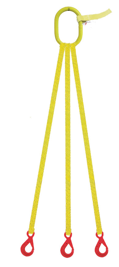 3 Legged Tool Lifting Web Sling, Self Locking Hooks