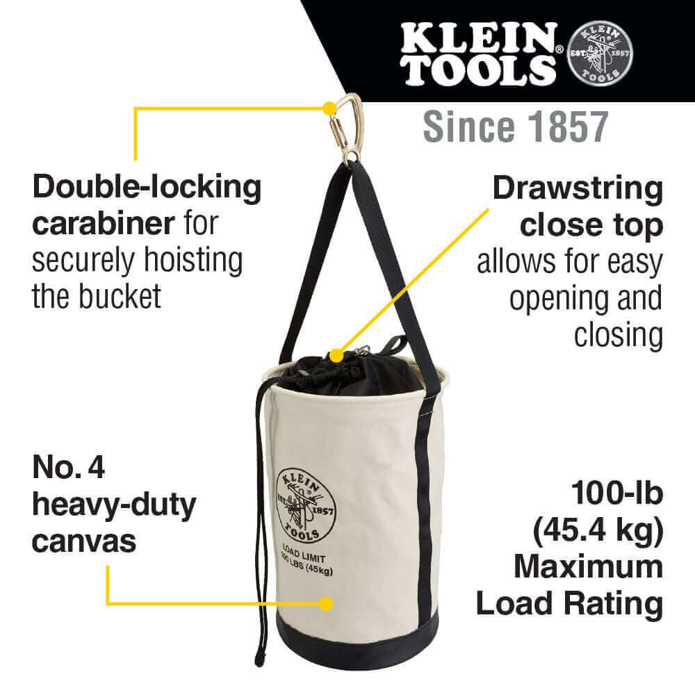 Klein Tools 5114DSC | 17 in. Canvas Bucket with Drawstring Close